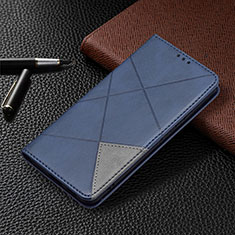 Custodia Portafoglio In Pelle Cover con Supporto B02F per Samsung Galaxy S21 5G Blu