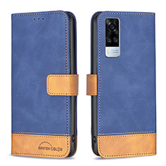Custodia Portafoglio In Pelle Cover con Supporto B02F per Vivo Y53s NFC Blu