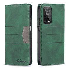 Custodia Portafoglio In Pelle Cover con Supporto B02F per Xiaomi Mi 10T Pro 5G Verde