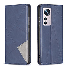 Custodia Portafoglio In Pelle Cover con Supporto B02F per Xiaomi Mi 12 Pro 5G Blu