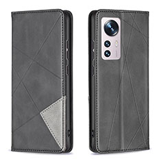 Custodia Portafoglio In Pelle Cover con Supporto B02F per Xiaomi Mi 12 Pro 5G Nero