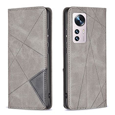 Custodia Portafoglio In Pelle Cover con Supporto B02F per Xiaomi Mi 12S 5G Grigio