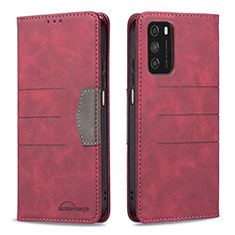 Custodia Portafoglio In Pelle Cover con Supporto B02F per Xiaomi Poco M3 Rosso