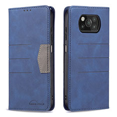 Custodia Portafoglio In Pelle Cover con Supporto B02F per Xiaomi Poco X3 NFC Blu