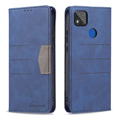 Custodia Portafoglio In Pelle Cover con Supporto B02F per Xiaomi Redmi 9C NFC Blu