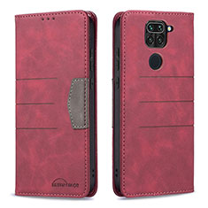 Custodia Portafoglio In Pelle Cover con Supporto B02F per Xiaomi Redmi Note 9 Rosso