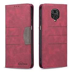 Rosso Custodia Portafoglio In Pelle Cover con Supporto B02F per Xiaomi Redmi Note 9S Rosso