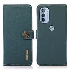 Custodia Portafoglio In Pelle Cover con Supporto B02H per Motorola Moto G41 Verde