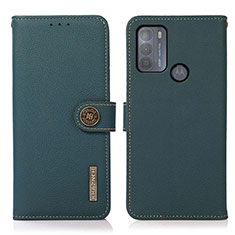 Custodia Portafoglio In Pelle Cover con Supporto B02H per Motorola Moto G50 Verde