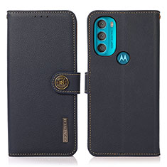 Custodia Portafoglio In Pelle Cover con Supporto B02H per Motorola Moto G71 5G Blu