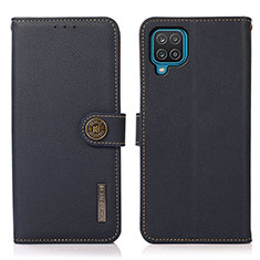 Custodia Portafoglio In Pelle Cover con Supporto B02H per Samsung Galaxy A12 Nacho Blu