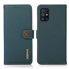 Custodia Portafoglio In Pelle Cover con Supporto B02H per Samsung Galaxy M51 Verde