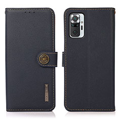 Custodia Portafoglio In Pelle Cover con Supporto B02H per Xiaomi Redmi Note 10 Pro 4G Blu