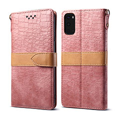 Custodia Portafoglio In Pelle Cover con Supporto B02S per Samsung Galaxy S20 Oro Rosa