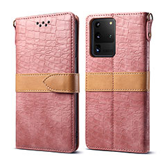 Custodia Portafoglio In Pelle Cover con Supporto B02S per Samsung Galaxy S20 Ultra 5G Oro Rosa