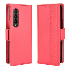 Custodia Portafoglio In Pelle Cover con Supporto B02Y per Samsung Galaxy Z Fold3 5G Rosso
