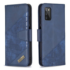 Custodia Portafoglio In Pelle Cover con Supporto B03F per Samsung Galaxy A02s Blu