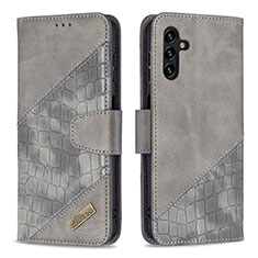 Custodia Portafoglio In Pelle Cover con Supporto B03F per Samsung Galaxy A04s Grigio Scuro