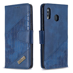 Custodia Portafoglio In Pelle Cover con Supporto B03F per Samsung Galaxy A20 Blu