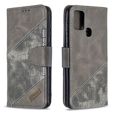 Custodia Portafoglio In Pelle Cover con Supporto B03F per Samsung Galaxy A21s Grigio Scuro