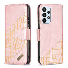 Custodia Portafoglio In Pelle Cover con Supporto B03F per Samsung Galaxy A23 5G Oro Rosa