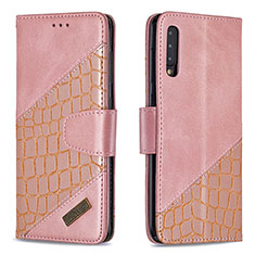 Custodia Portafoglio In Pelle Cover con Supporto B03F per Samsung Galaxy A30S Oro Rosa