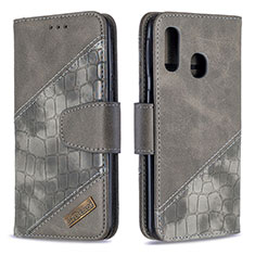 Custodia Portafoglio In Pelle Cover con Supporto B03F per Samsung Galaxy A40 Grigio Scuro