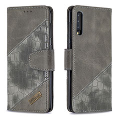 Custodia Portafoglio In Pelle Cover con Supporto B03F per Samsung Galaxy A50 Grigio Scuro