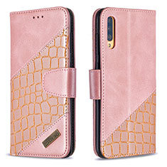 Custodia Portafoglio In Pelle Cover con Supporto B03F per Samsung Galaxy A70S Oro Rosa