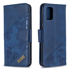 Custodia Portafoglio In Pelle Cover con Supporto B03F per Samsung Galaxy A71 4G A715 Blu