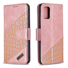 Custodia Portafoglio In Pelle Cover con Supporto B03F per Samsung Galaxy A71 4G A715 Oro Rosa