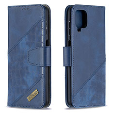 Custodia Portafoglio In Pelle Cover con Supporto B03F per Samsung Galaxy F12 Blu