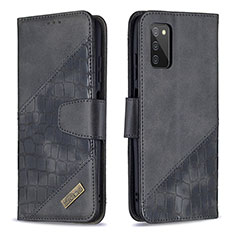 Custodia Portafoglio In Pelle Cover con Supporto B03F per Samsung Galaxy M02s Nero