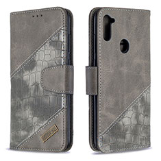 Custodia Portafoglio In Pelle Cover con Supporto B03F per Samsung Galaxy M11 Verde