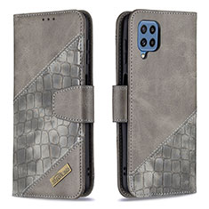 Custodia Portafoglio In Pelle Cover con Supporto B03F per Samsung Galaxy M32 4G Grigio Scuro