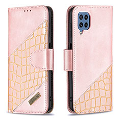 Custodia Portafoglio In Pelle Cover con Supporto B03F per Samsung Galaxy M32 4G Oro Rosa