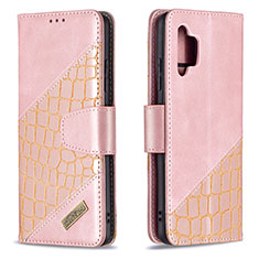 Custodia Portafoglio In Pelle Cover con Supporto B03F per Samsung Galaxy M32 5G Oro Rosa