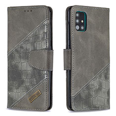 Custodia Portafoglio In Pelle Cover con Supporto B03F per Samsung Galaxy M40S Grigio Scuro