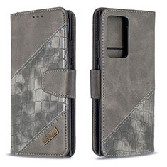 Custodia Portafoglio In Pelle Cover con Supporto B03F per Samsung Galaxy Note 20 Ultra 5G Grigio Scuro