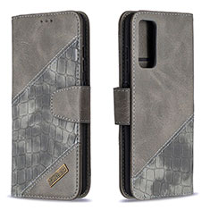 Custodia Portafoglio In Pelle Cover con Supporto B03F per Samsung Galaxy S20 FE 5G Grigio Scuro