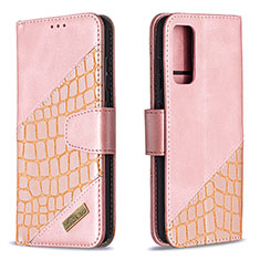 Custodia Portafoglio In Pelle Cover con Supporto B03F per Samsung Galaxy S20 FE 5G Oro Rosa