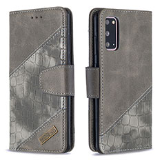 Custodia Portafoglio In Pelle Cover con Supporto B03F per Samsung Galaxy S20 Grigio Scuro