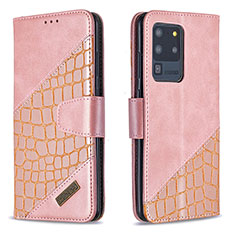 Custodia Portafoglio In Pelle Cover con Supporto B03F per Samsung Galaxy S20 Ultra 5G Oro Rosa