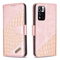 Custodia Portafoglio In Pelle Cover con Supporto B03F per Xiaomi Mi 11i 5G (2022) Oro Rosa
