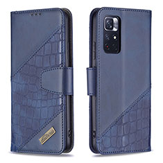 Custodia Portafoglio In Pelle Cover con Supporto B03F per Xiaomi Poco M4 Pro 5G Blu