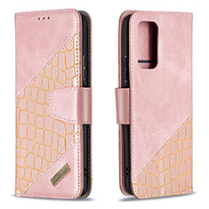 Custodia Portafoglio In Pelle Cover con Supporto B03F per Xiaomi Redmi Note 10 Pro Max Oro Rosa
