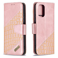 Custodia Portafoglio In Pelle Cover con Supporto B03F per Xiaomi Redmi Note 10S 4G Oro Rosa