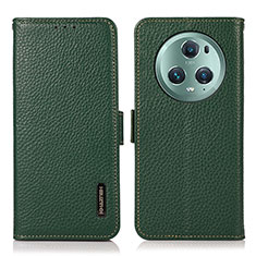 Custodia Portafoglio In Pelle Cover con Supporto B03H per Huawei Honor Magic5 Pro 5G Verde
