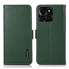 Custodia Portafoglio In Pelle Cover con Supporto B03H per Huawei Honor X6a Verde