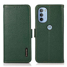Custodia Portafoglio In Pelle Cover con Supporto B03H per Motorola Moto G41 Verde